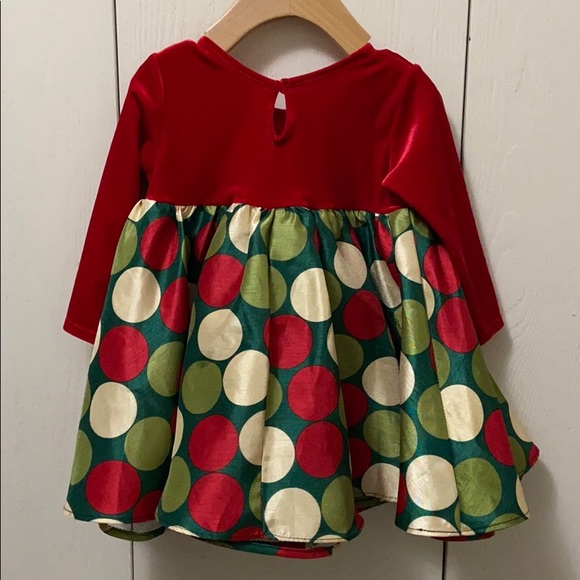 Bonnie Baby Red, Green and Gold LS Dress - Picture 4 of 6